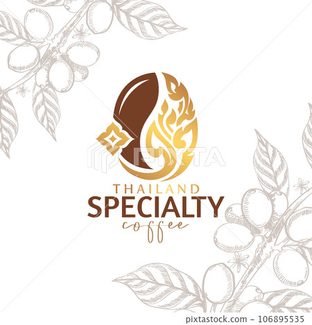 Vector illustration of Specialty coffee,  Branches of coffee tree with leaves and berry 106895535