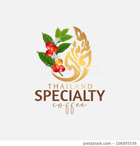 Vector illustration of Specialty coffee,  Branches of coffee tree with leaves and berry 106895536