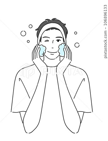 年輕人微笑著洗臉 106896133