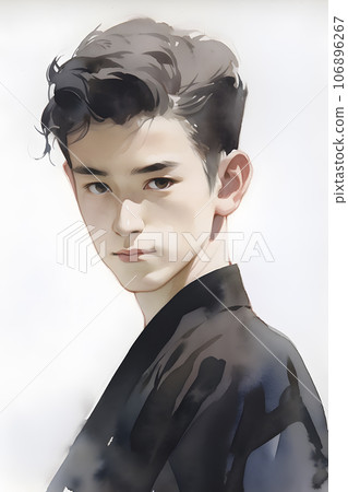 大正和明治時代的男性肖像，水彩風格（AI生成圖像） 106896267