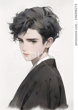 Portrait of a man painted in the Taisho and Meiji eras, watercolor style (AI-generated image) 106896275