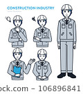 Construction industry male office worker/worker various poses set vector illustration material 106896841