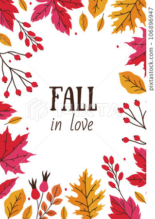 Autumn card or poster with leaves and berries.... - Stock Illustration ...