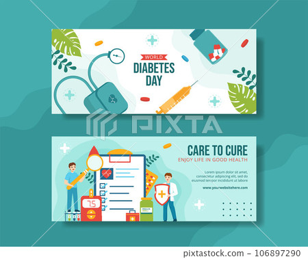 World Diabetes Day Horizontal Banner Flat Cartoon Hand Drawn Templates Background Illustration World Diabetes Day Horizontal Banner Flat Cartoon Hand Drawn Templates Background Illustration 106897290