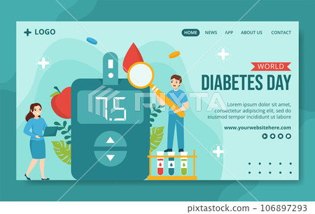 World Diabetes Day Social Media Landing Page Cartoon Hand Drawn Templates Background Illustration 106897293