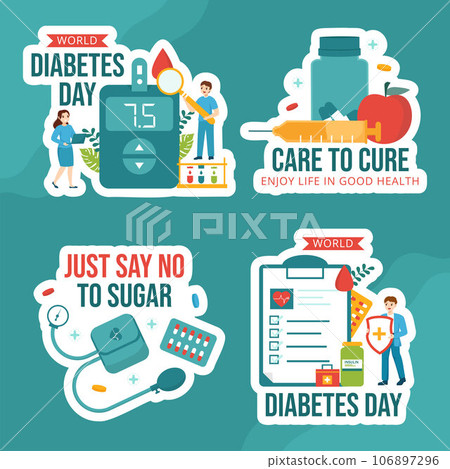 World Diabetes Day Label Flat Cartoon Hand Drawn Templates Background Illustration World Diabetes Day Label Flat Cartoon Hand Drawn Templates Background Illustration 106897296