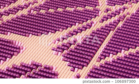 Abstract background from blocks. Yellow pink colors. CG art. Abstract background from blocks. Yellow pink colors. CG art. 106897300