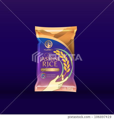 Rice Package Mockup Thailand food Products, vector illustration 106897419