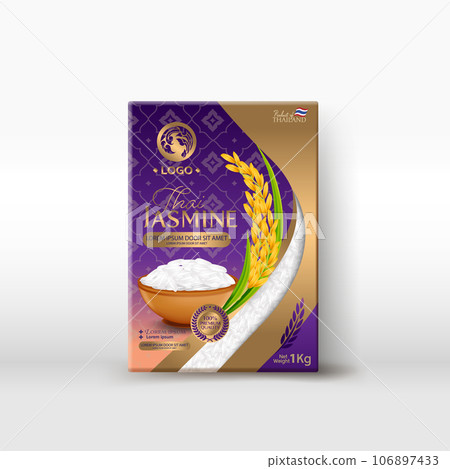 Rice Package Mockup Thailand food Products, vector illustration Rice Package Mockup Thailand food Products, vector illustration 106897433