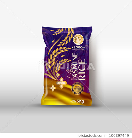 Rice Package Mockup Thailand food Products, vector illustration 106897449