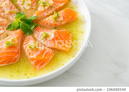 Spicy Salmon in Seafood Salad Sauce 106898540