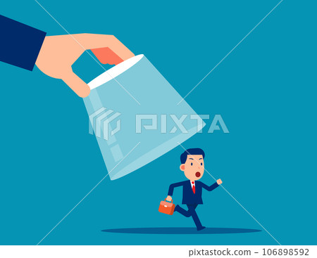 Businessman is buckled inside the glass bottle. Catch businessperson concept 106898592