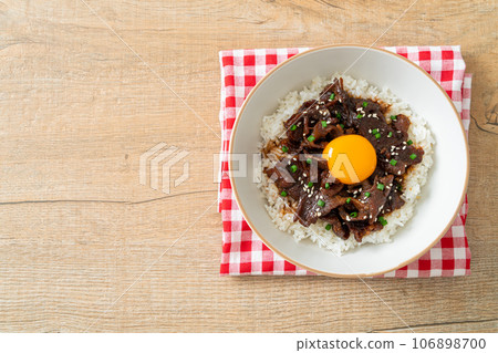 Rice with Soy-Flavoured Pork or Japanese Pork Donburi 106898700
