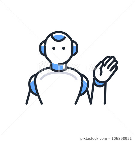 Simple vector icon illustration material of a humanoid AI robot introducing services 106898931