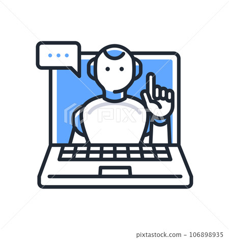 Simple vector icon illustration material of chatting with a humanoid AI robot on a laptop 106898935