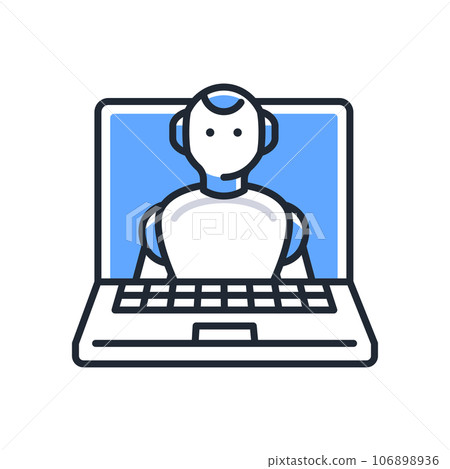 PC和人形AI機器人的簡單矢量圖標插畫素材 106898936