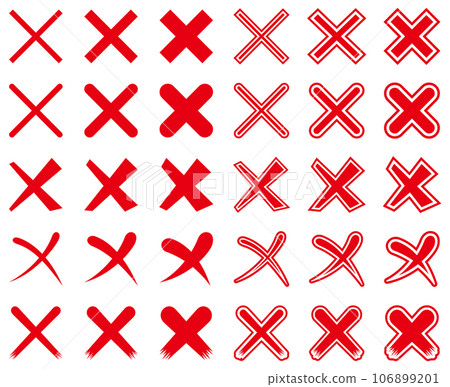 Vector illustration set of simple red cross marks Vector illustration set of simple red cross marks 106899201