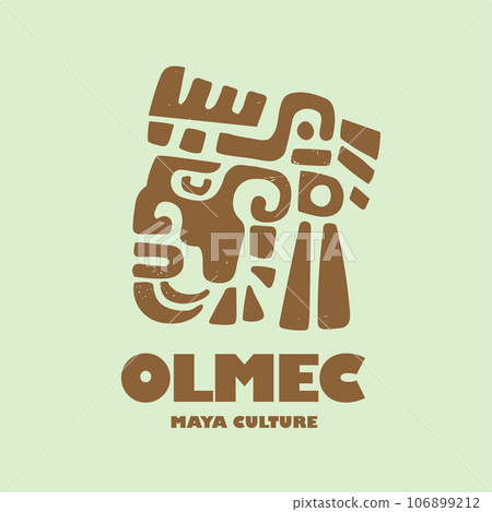 olmec mayan tribal face hand drawn 106899212