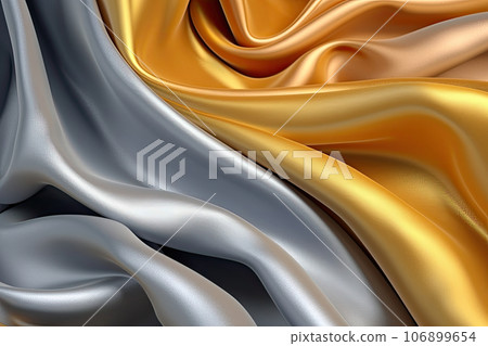 Satin texture silver and gold fabric background Satin texture silver and gold fabric background 106899654