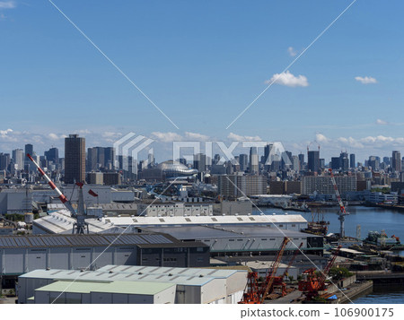 建築物林立的大阪城市景觀和內港風景 106900175