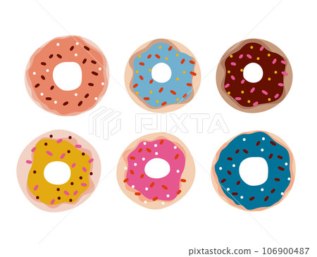Cute Cartoon simple circle donut vector vector set. Happy holiday sweet desserts 106900487