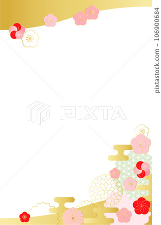Gorgeous New Year's card frame background illustration material that can be used every year 106900684