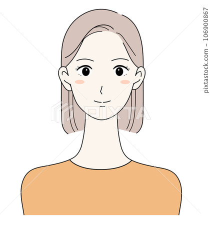 Front view illustration of a smiling bob hair woman 106900867
