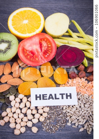 Inscription health with ingredients containing natural potassium, vitamin K, minerals and fiber Inscription health with ingredients containing natural potassium, vitamin K, minerals and fiber 106901066