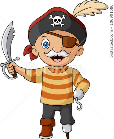 Cute pirate man holding sword Cute pirate man holding sword 106901086
