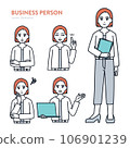 Various poses set of mid-level female office workers vector illustration material 106901239