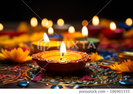 Diwali celebration with space for text or greetings. Copy space and Diwali concept. 106901335