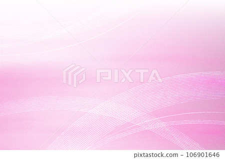 帶白線和粉紅色水彩觸感的背景材料。摘要（白色背景）日本傳統美和文化。 106901646