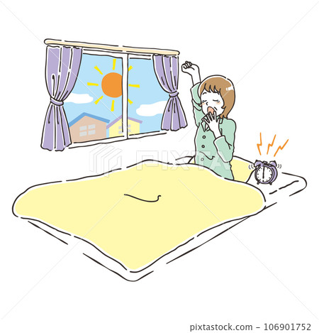 中年婦女醒來後打哈欠 106901752