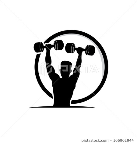 Gym Logo, Fitness Health Vector, Muscle Workout Silhouette Design, Fitness Club 106901944