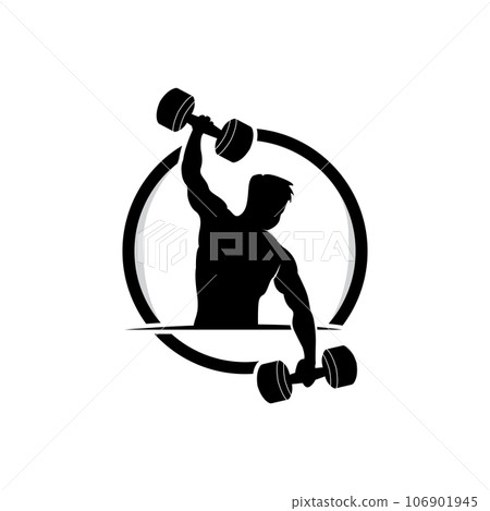 Gym Logo, Fitness Health Vector, Muscle Workout Silhouette Design, Fitness Club Gym Logo, Fitness Health Vector, Muscle Workout Silhouette Design, Fitness Club 106901945