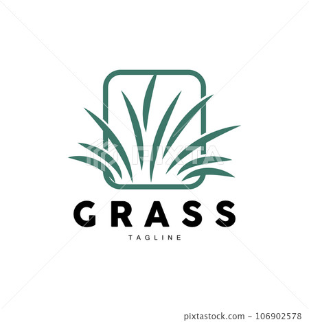 Green Grass Logo Design, Farm Landscape Illustration, Natural Scenery Vector 106902578