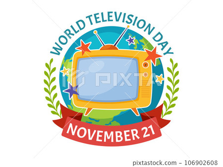 World Television Day Vector Illustration on november 21 with TV for Web Banner or Poster in Flat Cartoon Background Design 106902608