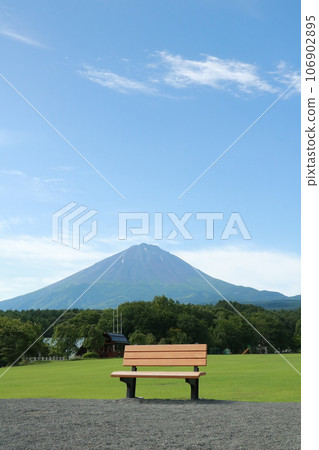 Mt. Fuji in summer seen from Narusawa Village Ikikiki Plaza Mt. Fuji in summer seen from Narusawa Village Ikikiki Plaza 106902895