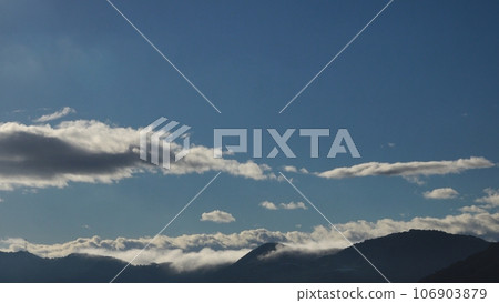 Clouds and mountains illuminated by the morning sun, autumn, telephoto, sky-based, 230905am Clouds and mountains illuminated by the morning sun, autumn, telephoto, sky-based, 230905am 106903879
