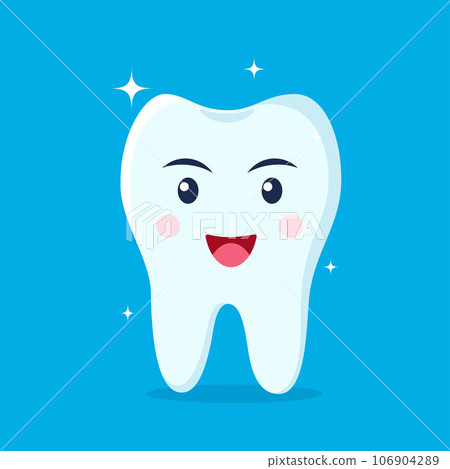 Healthy happy tooth character smiling. Vector illustration in flat style. Healthy happy tooth character smiling. Vector illustration in flat style. 106904289