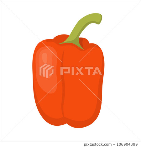 Fresh red bell pepper solated on white background, vector illustration in flat style. 106904399