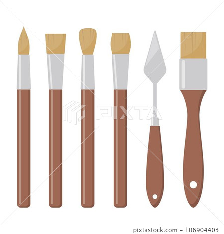 Tools for painting. Paint brushes, various - Stock Illustration