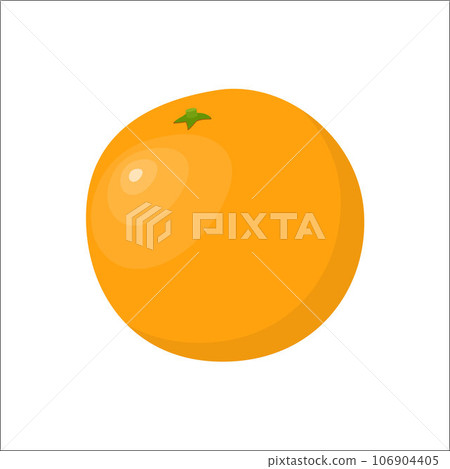 Orange fruit. Fresh orange isolated on white background, vector illustration in flat style. 106904405