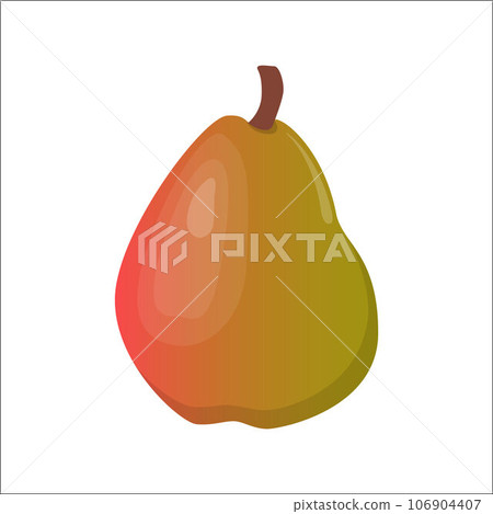 Big fresh pear on white background. Vector illustration in flat style. 106904407