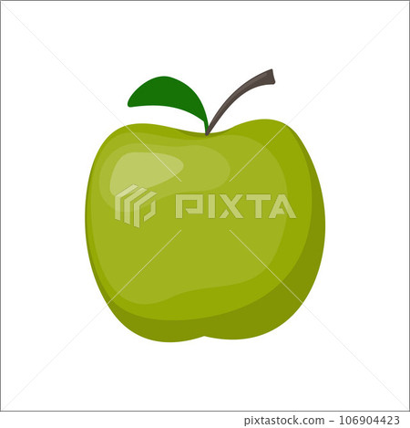 Green fresh apple isolated on white background, vector illustration in flat style. Green fresh apple isolated on white background, vector illustration in flat style. 106904423