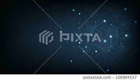Background of hexagon geometric dark blue pattern bright. 106904557
