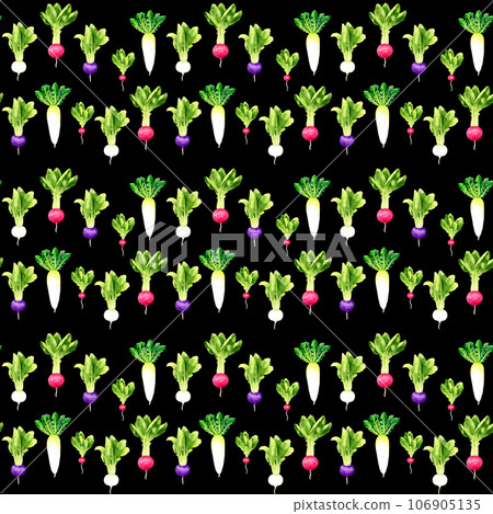 蘿蔔，蘿蔔，蘿蔔圖案手繪水彩插畫蔬菜圖案 106905135