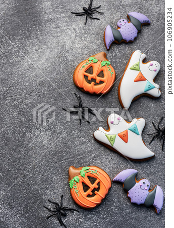 Multicolored Halloween  homemade cookies 106905234