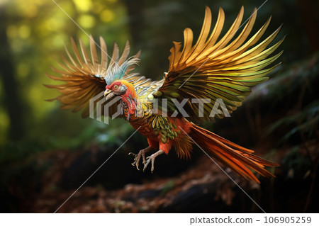 Beautiful golden pheasant ancient. Wildlife Animals. Illustration, Generative AI. 106905259