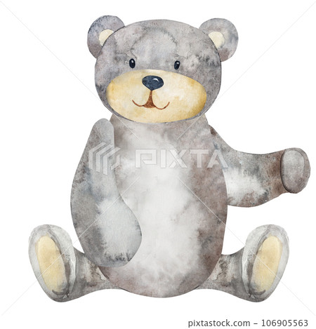 Watercolor illustration, on a white background.Cute cartoon teddy bear Watercolor illustration, on a white background.Cute cartoon teddy bear 106905563